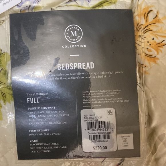 Martha Stewart Collection Floral BouquetFull Bedspread, Color: Ivory - Picture 2 of 2